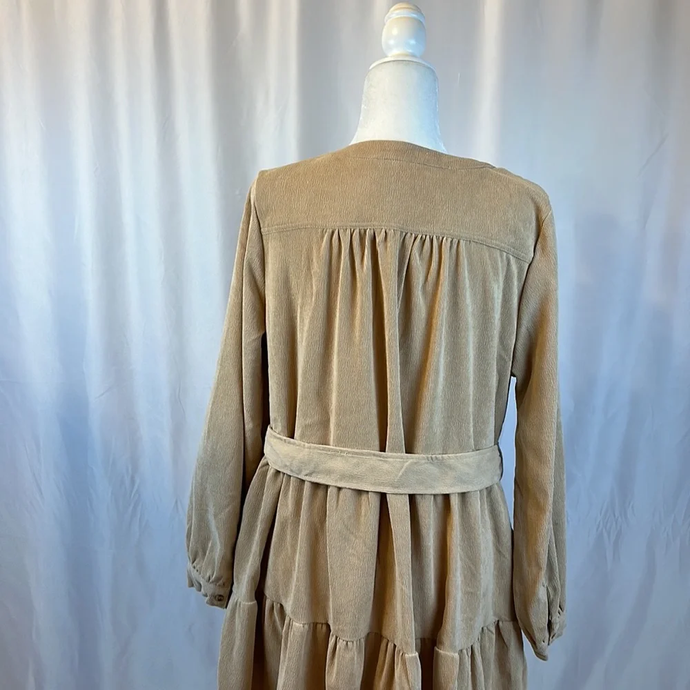NWT - Simply Southern Tiered Corduroy Dress with Tie Belt, Size L. - Picture 4 of 6
